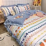 Kuschel bettwäsche Flauschig Koreanische Spitze Gebürstet Frisch Bettlaken Bettbezug Bettwäsche Weiche Bettwäsche Bettwäsche-Sets 4Teilig,M,220×240C