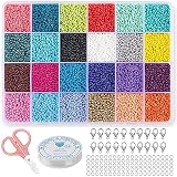 Diko 12000 Stück 24 Farbe 3mm Glasperlen,Mini Perlen,Rocailles Glasperlen,für Schmuckherstellung DIY Armbänder, Halsketten Perlen und Kunsthandwerk
