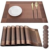 AMAYGA Platzsets 6er Set rutschfest Abwaschbar PVC Abgrifffeste Hitzebeständig Platzdeckchen für Zuhause Restaurant Speisetisch 45x30cm（Braun）