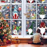 9 x Weihnachts-Fenster-Aufkleber, Weihnachtswichtel, Schneeflocke, Weihnachtsmann, Glasaufkleber, Fenster-Aufkleber, Fenster-Weihnachtsdekoration für Weihnachten, Party, Zuhause, Bü