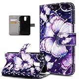 Kompatibel mit Motorola Moto G4 Plus Hülle,3D Bunte Gemalte Schmetterlings PU Lederhülle Flip Ständer Wallet Handy Hülle Tasche Handy Tasche Schutzhülle für Motorola Moto G4 Plus,Lila Schmetterling