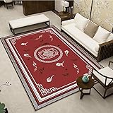 Großer Wohnzimmerteppich,Nordisch Rotes Muster, Mikrofaser-3D-Druck Rutschfeste Rechteckige Teppiche, Indoor-Kurzflor-Teppichbodenmatte Mit Weichem Bett, Für Schlafzimmer W
