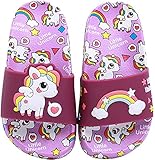 HausFine Kinder Badelatschen Badeschlappen Sommer Flache Hausschuhe Jungen Mädchen rutschfest Dusch Badeschuhe Kinder Pantoletten (Lila, Numeric_30)