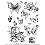 Viva Decor®️ Clear-Stamps (Blumen & Schmetterlinge II) Silikon Stempel - Prägung Stempel - DIY Dekoration stanzen - Stempel Silikon - DIY Stamp - Stempel Prägung - Made in Germany