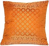 Kashmir Handicrafts Indische Seide Deko Kissenbezüge - 40 cm x 40 cm, Extravaganten Design für Sofa & Bett Dekokissen, Kissenhülle aus I