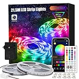 LED Strip 21.5m, APP Steuerung LED Streifen Leiste mit Fernbedienung Netzteil, RGB Led Band Lichter Lichtband für Schlafzimmer, Zimmer, Zuhause Farbwechsel Led Lichterk