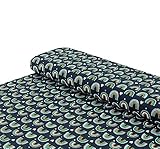 Nadeltraum Baumwoll - Jersey Stoff Regenbogen Herzen dunkelblau - Meterware ab 25 cm x 150 cm - Stoff zum N