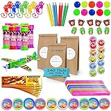 Kindergeburtstag Mitgebsel Set 140 Teile inkl. Geschenktüten Mitgebseltüten | XXL Mitbringsel Set ideal für bis zu 10 Kinder | Tombola Gastgeschenke Mitbringsel Give aways Wundertüte fü