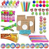 Kindergeburtstag Mitgebsel Set 140 Teile inkl. Geschenktüten Mitgebseltüten | XXL Mitbringsel Set ideal für bis zu 10 Kinder | Tombola Gastgeschenke Mitbringsel Give aways Wundertüte fü