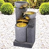 Gartenbrunnen Brunnen Zierbrunnen Zimmerbrunnen Springbrunnen Brunnen Wasserfall Wasserspiel für Garten (Granit-Kaskade mit LED-Licht - 230V)