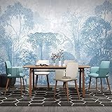 Foto blau Wandbild handbemalt Baum Wald Landschaft Wandmalerei moderne Wohnzimmer TV Hintergrundwand 3D Wallpap