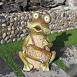 Garten Schilder: Begrüßung im Freien Garten Landschaft Skulptur Simulation Frosch Ornamente Sonnen Willkommen Karte Frosch-Garten Hof for Garden Bar Cafe Shop Tor Tür (Farbe: Eine Farbe, Größe: 31X24X