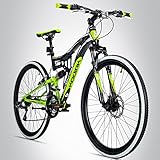 Bergsteiger Kodiak 29 Zoll Mountainbike, geeignet ab 170 cm, Scheibenbremse, Shimano 21 Gang-Schaltung, Vollfederung, Jungen-Fahrrad & Herren-F