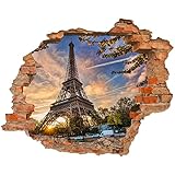 Fototapete 3D Bild Tapete Loch in der Wand Eiffelturm Eiffel Paris Frankreich Himmel und Wolk