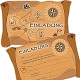 6 Einladungskarten * SCHATZSUCHE * für eine Mottoparty, Schnitzeljagd oder Kindergeburtstag von DEKOSPASS // Geocaching Party Ritter Piraten Kinder Geburtstag Party Kinderparty Einladung Einladungen Karte Einladungs-Set M