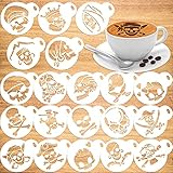 Qpout 20 Pack Skull Pattern Cookie Coffee Stencil Baking Templates, Reusable And Washable Cake Candy Painting