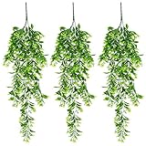 XONOR Künstliche Hängepflanze verlässt Orchideen-Rattan-Grünpflanze-Orangenblatt-Blumen für Hausgarten-Wand-Dekorations-Dekor (Grün, 3 Stück)