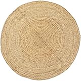 Handgewebter runder Jute Teppich 150 cm Teppich Abril Natur | Outdoor Teppiche Rund geflochten für Garten oder Balkon | Indoor im Wohnzimmer Kinderzimmer | Mediterrane Deko für Ihre Wohnung