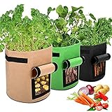 3 Packungen mit 10 Gallonen 43L Vlies-Pflanzbeuteln, der Kartoffel-Pflanzkasten ist geeignet für Kartoffel-Pflanzbeutelbehälter von Kartoffeln, Tomaten, Karotten,