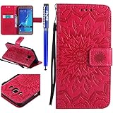 FESELE Kompatibel mit Galaxy J5 2016 Leder Handy Hülle, Sonnenblume Mandala Blumen Muster Flip Case Wallet Case Flip Schutzhülle Brieftasche Hülle Klapphülle mit Kartenfach,R