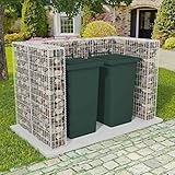 Festnight Gabione Mülltonnenbox Mülltonnenverkleidung für 2 Mülltonnen U-förmig 180 x 100 x 120 cm S