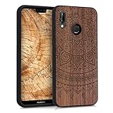 kwmobile Hülle kompatibel mit Huawei P20 Lite - Handyhülle Holz TPU Cover - Indische Sonne Dunkelb