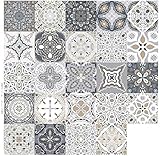 panthem 24Pcs Fliesenaufkleber Mosaik, Klebefolie Fliesen Selbstklebend Deko Küche Bad (10 * 10cm)
