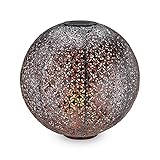 Navaris LED Solar Kugel aus Metall - 30 x 30cm - mit Erdspieß - Garten Solarkugel Leuchte - Orientalische Solar Kugelleuchte - Silb