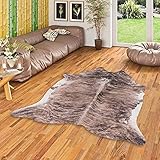 Pergamon Kunstfaser Teppich Rinderfell Braun Beige in 3 Größ