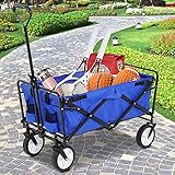 HDZW Zusammenklappbarer Waggon-Gartenwagen, Garten-Lebensmittelwagen mit All-Terrain-Schwenkrädern und verstellbarem Griff, Schwerlast-Klappwagen aus S