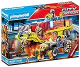 PLAYMOBIL City Action 70557 Feuerwehreinsatz mit Löschfahrzeug, Inkl. Licht- und Soundeffekt, Für Kinder von 4 - 10 J