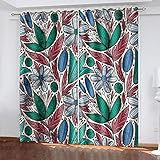 YTSDBB Vorhang kinderzimmer Junge Blätter grün Blumen B 110 x H 95 cm 3D Digitaldruck Druckmuster Öse Thermisch isoliert 90% für Schlafzimmer Wohnzimmer ​Kinderzimmer Junge mit M
