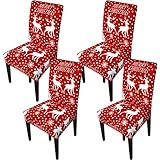 GoodtoU Weihnachtsstuhlhussen für Esszimmer, Weihnachtsdekoration, 4 Stück, Schneeflocken, H