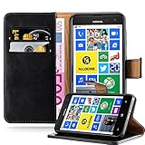 Cadorabo Hülle für Nokia Lumia 625 in Graphit SCHWARZ – Handyhülle mit Magnetverschluss, Standfunktion und Kartenfach – Case Cover Schutzhülle Etui Tasche Book Klapp Sty