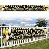 Anyingkai 40. Geburtstag Banner,40. Geburtstag Deko,40 Jahre Banner,Geburtstag Hintergrund Banner,Schwarz Gold Geburtstag deko,Geburtstag Party Dekor,Banner für Geburtstag