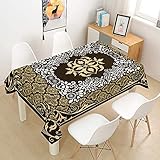 Fansu Mandala Tischdecke Wasserdicht Tischwäsche, Rechteckige Wasserabweisend Abwaschbar 3D Böhmen Tischtuch Draussen Küchentischabdeckung für Garten Küche Dekoration (Braun,100x140cm)