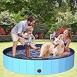 BOIROS Hundepool 160cm, Hundepool fur Große & Kleine Hunde, Schwimmbecken für Hunde, Hunde Planschbecken für Kinder und Hunde, PVC tragbare Faltbare Hunde Pools, Klappbares Haustier-Duschbeck