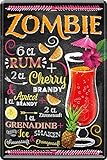 schilderkreis24 - Blechschilder Cocktail Rezept 'Zombie' Deko Metallschild Schild für alle Bar Theke oder Pub Besitzer Geschenk zum Geburtstag oder Weihnachten 20x30