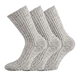 FussFreunde 3 Paar Norwegersocken 100 Wolle ohne Gummidruck Graumeliert, Farbe:Grau;Größe:39/42