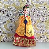 Yedaoiu Asiatische Puppe koreanische Art Sammlerfigur Restaurant-Dekoration-Geschenk Crafts Oriental Geisha Silk Puppen 10-Zoll für Kinder Weihnachten Geburtstags-Geschenk,Gelb
