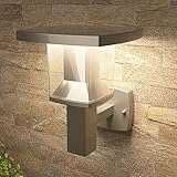 NBHANYUAN Lighting® Aussenleuchte Außenlampe LED Wandleuchte Aussen für Balkon, Garten Silber Edelstahl 3000K Warmweiß Licht 220-240V 1000LM 9W IP44