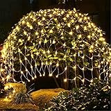 YXXHM- LED Lichternetz 1.5x1.5m Lichterkette Netz 8 Modi, Wasserdicht Lichterkettennetz für Weihnachten Party Zimmer Wand Hochzeit Schlafzimmer Außen Innen Deko warm 1.5 * 1.5m(96 LED)