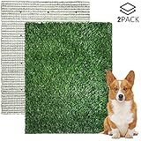 AZSSMUK Kunstrasen, Haustier-Grasmatte, Hundegras-Pad mit Abfluss, waschbar, professionelles Hundetoilette, Gras, Töpfchentraining, Gras für drinnen und draußen, 2 Packungen (45,7 x 71,1 cm)