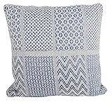 osters muschel-sammler-shop Maritime Wohndecke + Kissen ┼ gewebt ┼ Indigo blau/Weiss ┼ Decke - Komfortgröße 125x150cm ┼ Kissen 45x45cm inkl Füllung (VAR 1)