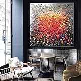100% Handbemaltes Ölgemälde - Geprägte Dreidimensionale 3D Rote Blume Großformatige Dekorative Kunst Handgemalt Auf Der Leinwand Wandkunst Für Wohnzimmer Schlafzimmer Malerei Moderne Wohndek