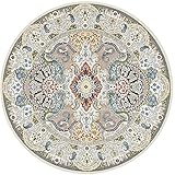 erddcbb Upgrade Vintage Round Rug Indoor Blumenmuster Teppich mit Orient Design im böhmischen traditionellen Stil Goldener Samt 5mm Höhe Kurzflor Keiner stinkend 120 X 120