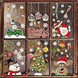 BBLIKE Fensterbilder Weihnachten 8 Blätter Fensteraufkleber Fenstersticker Fensterdeko Schneeflocken Fensterbilder für Türen,Schaufenster, Vitrinen, G