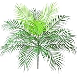 Aisamco Künstliche Tropische Palmblattbusch Künstliche Pflanze in Grün 1 Stück Kunststoff Areca Palm Plant 15 Blätter 63 cm groß für tropisches Grün Akzent Blumenarrang