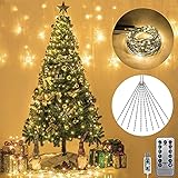 Christbaumbeleuchtung, Weihnachtsbaum-Überwurf-Lichterkette, LED Lichterkette mit 2m 30 Girlanden 600er LED Lichterkette Wasserdicht für 120cm - 350cm baum, tannenbaum, grüngürtel, busche - Warmweiß