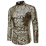 SSBZYES Herrenhemden Herren Langarmhemden Herren Stehkragen Hemd Jacken Herrenmode Henry Kragen Design Hemden Bronzing Lang